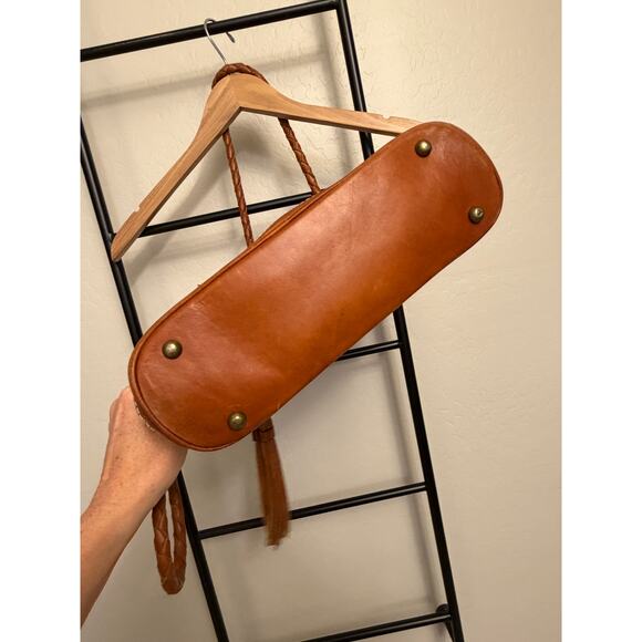Patricia Nash Brown leather embossed purse/bag/tote braided straps tassel detail - Picture 6 of 9